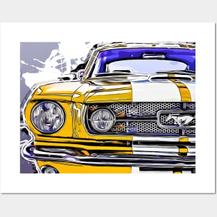 Yellow cartoon Mustang Posters and Art